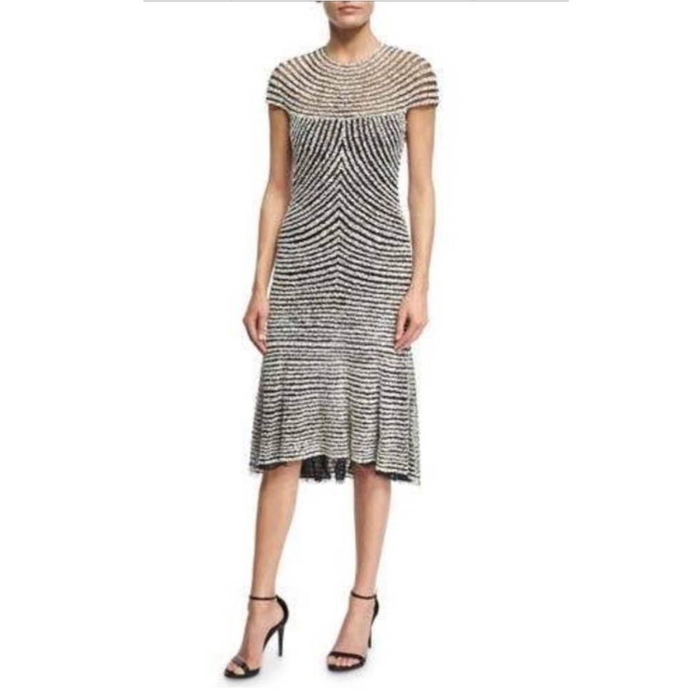 NWT Naeem Khan Fully Beaded Silver & Black Dress